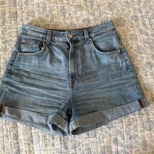 Classic Blue Denim Women's Mom Shorts